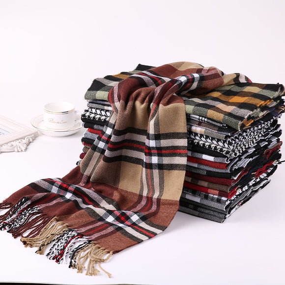 2019 Luxury Brand Men's Winter Plaid Scarf  warm women Cashmere shawls Scarves Casual Tassel Scarfs Man Business scarf pashmina